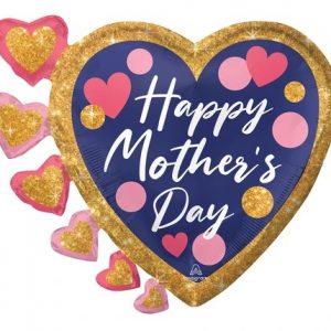 Happy Mothers Day Navy, Pink & Glitter Dots 24