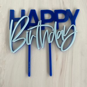 Cake Topper Happy Birthday Bicolor Azul